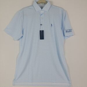 NWT Holderness & Bourne Men's Bond White & Windsor  'Sandy Lane' Polo Shirt Sz S